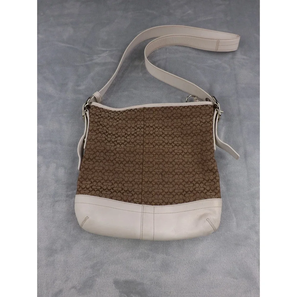 Coach Signature Leather Canvas Crossbody Bag Vintage Brown/Cream J0685-F10417 - Picture 4 of 16